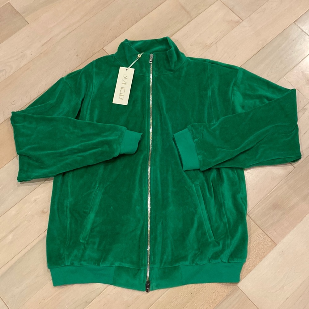 Suzi Kondi Green Velour Zip-Front Jacket
